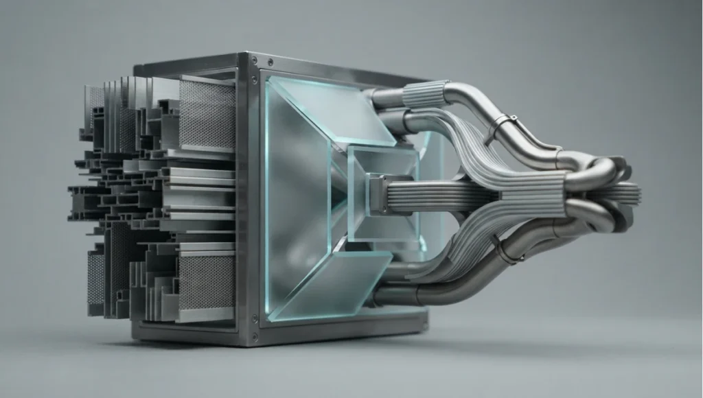 Detail view of conditioning input feeding a diffusion pipeline from What Is Generative AI in Architecture? Definition & Guide, a Nuvira Space concept study. Architectural detail photographed in diffuse light. Materials in view include the project's principal cladding and structural surfaces.