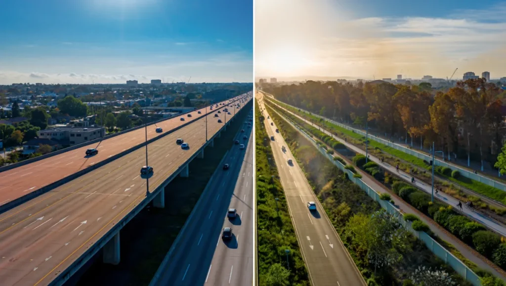 Transform concrete infrastructure into ecosystems. These urban rewilding examples showcase how 5 cities use visionary design to replace highways with lush park.