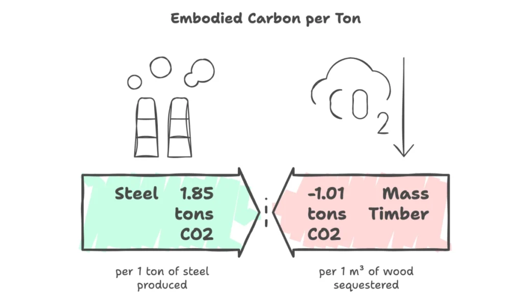 Embodied Carbon Debt vs. Sequestration Credits