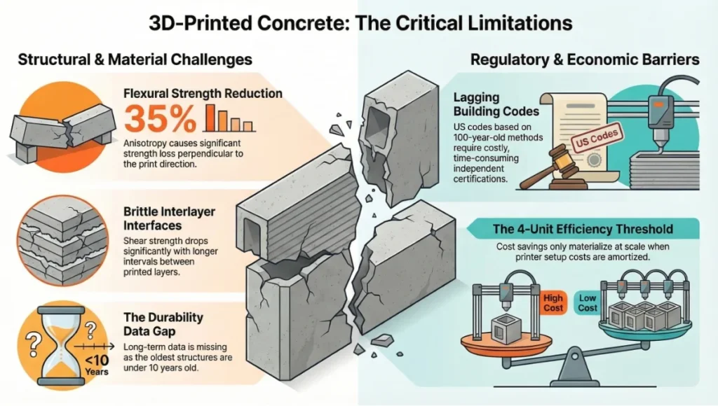 3D-Printed Concrete: The Critical Limitations