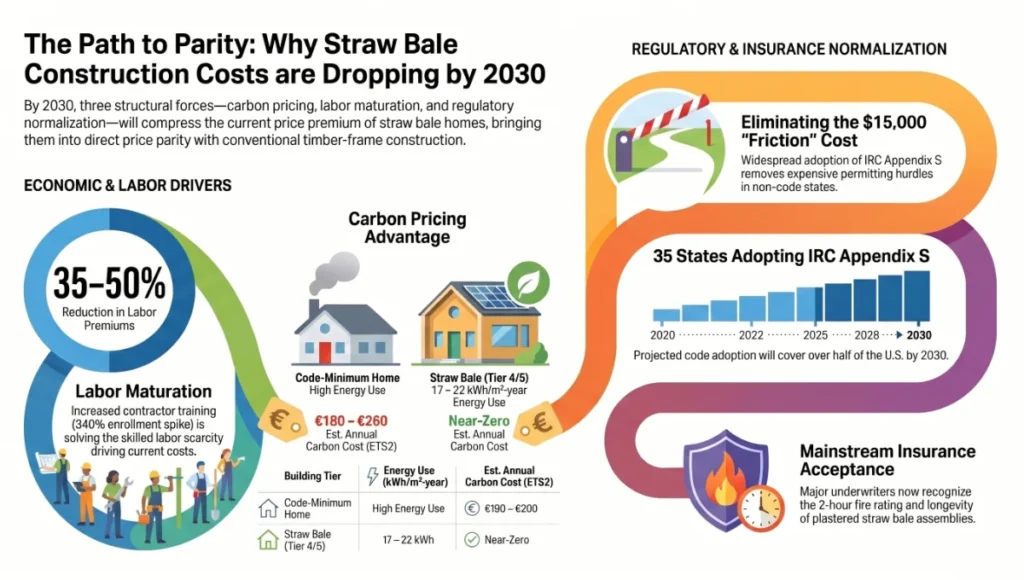 The Path to Parity: Why Straw Bale Construction Costs are Dropping by 2030