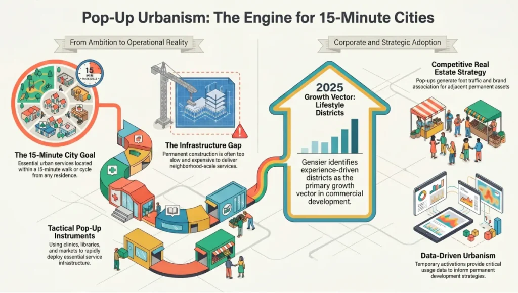Pop-Up Urbanism: The Engine for 15-Minute Cities