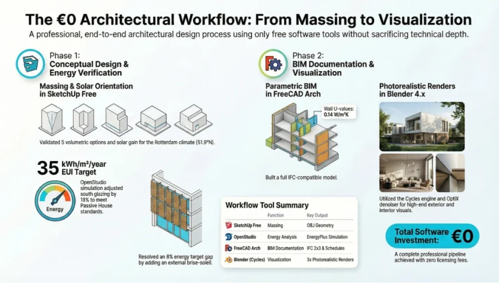 The €O Architectural Workflow: From Massing to Visualization