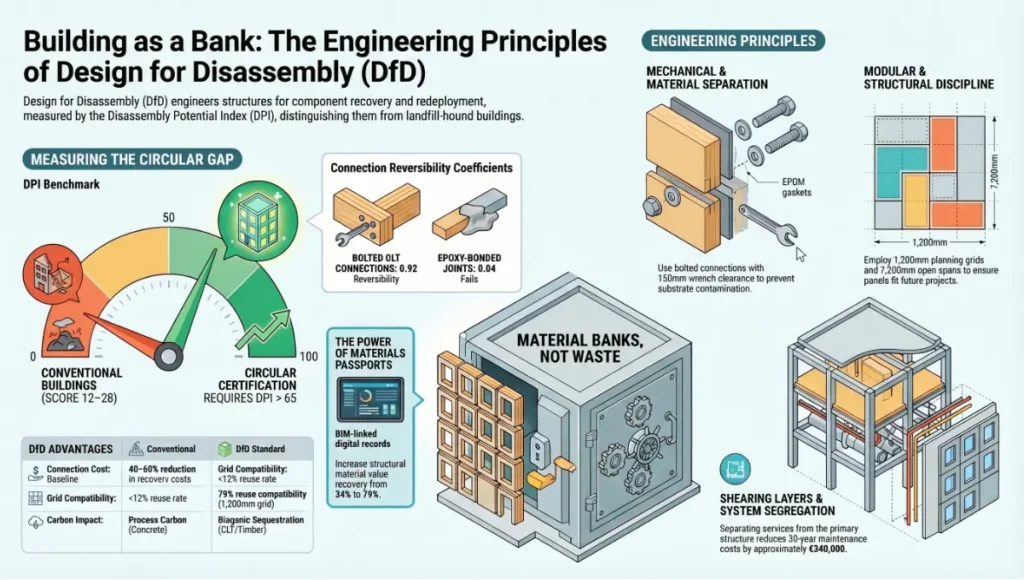 Building as a Bank: The Engineering Principles of Design for Disassembly (DfD)