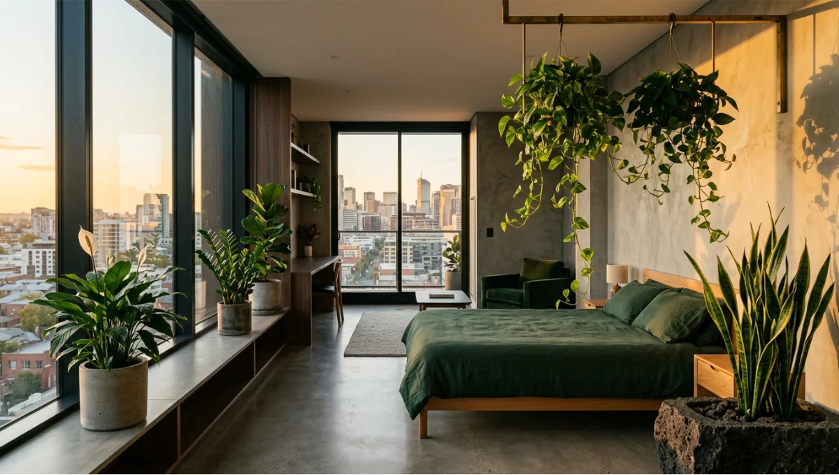 Indoor plants air quality apartments residents breathe cleaner with 8 species that filter VOCs, CO₂ and PM2.5. Certified data included. See the specs.