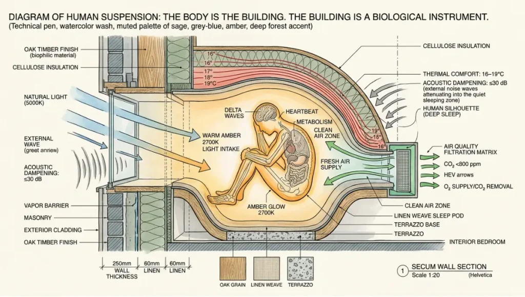 A wellness bedroom design guide built on sleep science, air quality,
and circadian lighting. Apply 9 proven principles. 