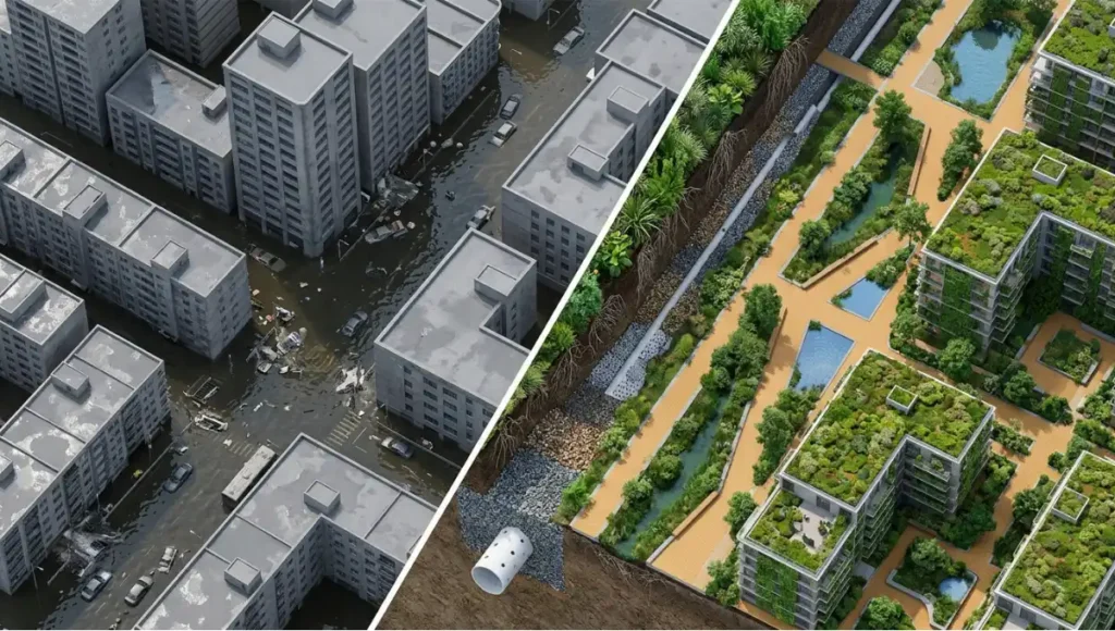 A technical sponge city infrastructure guide — from permeable pavements to retention wetlands. Compare 7 systems by absorption rate and cost. See the data.