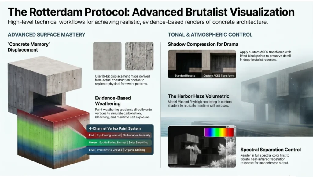 The Rotterdam Protocol: Advanced Brutalist Visualization High-level technical workflows for achieving realistic, evidence-based renders of concrete architecture.