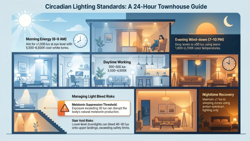 Circadian Lighting Standards: A 24-Hour Townhouse Guide