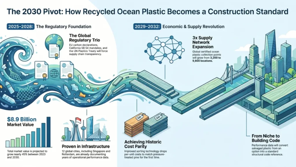 The 2030 Pivot: How Recycled Ocean Plastic Becomes a Construction Standard