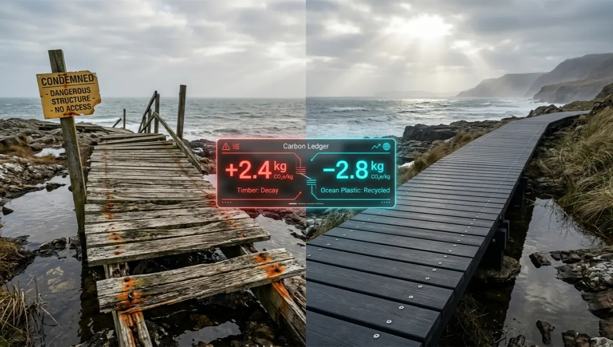 Salvaged ocean plastic lumber: the certified, carbon-negative trend reshaping regenerative infrastructure in 2025. 8M+ tonnes reclaimed. See the specs.