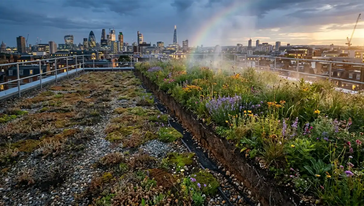 Green roof biodiversity metrics broken down: species counts, substrate depth, and habitat indicators. See the specs.