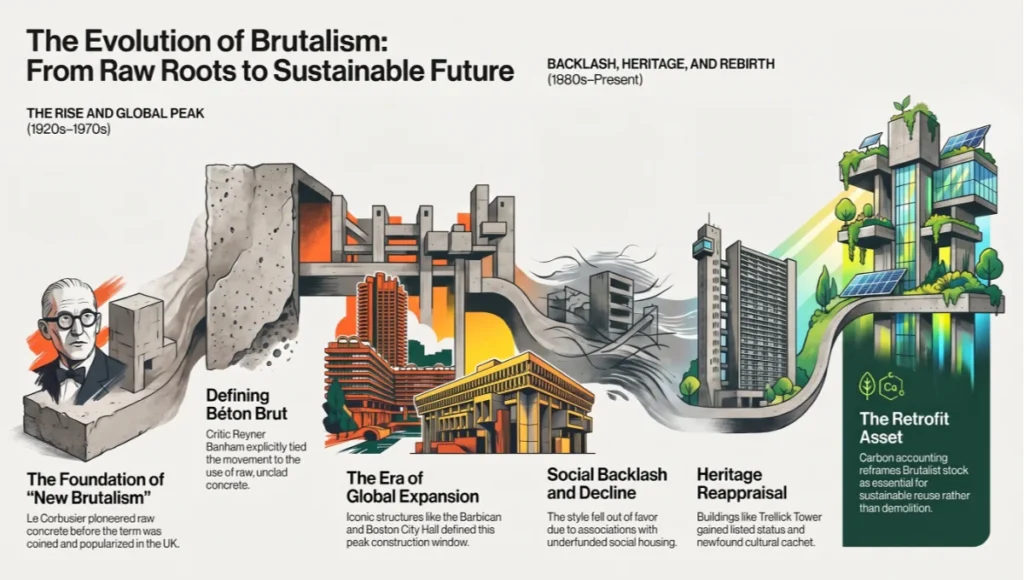 The Evolution of Brutalism: From Raw Roots to Sustainable Future