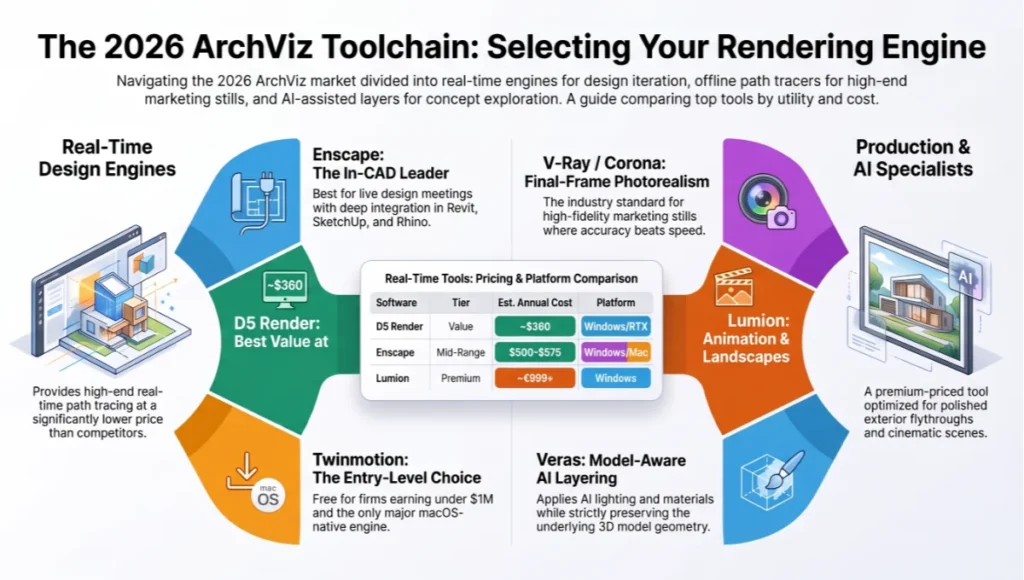 The 2026 ArchViz Toolchain: Selecting Your Rendering Engine