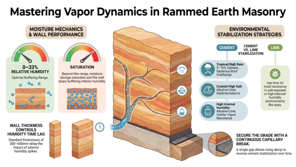 Mastering Vapor Dynamics in Rammed Earth Masonry
