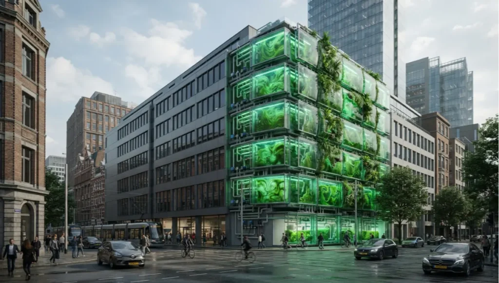 Synthetic biology facades self cleaning buildings use living microbial coatings that react to grime, rain, and light. See how the concept holds up.