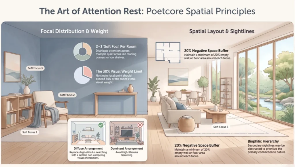 The Art of Attention Rest: Poetcore Spatial Principles
